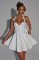 Georgette Mini Dress - Ivory Dress Babyboo Fashion Premium Exclusive Design