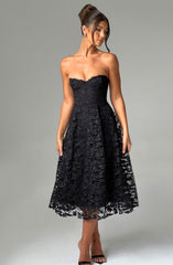 Ishani Midi Dress - Black Dress Babyboo Fashion Premium Exclusive Design