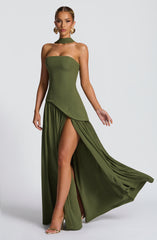 Maliyah Maxi Dress - Khaki Dress Babyboo Fashion Premium Exclusive Design