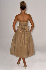 Marissa Midi Dress - Gold Sparkle Dress Babyboo Fashion Premium Exclusive Design