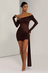 Mavra Mini Dress - Plum Brown Dress Babyboo Fashion Premium Exclusive Design