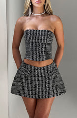 Tabitha Mini Skirt - Black/White Skirt Babyboo Fashion Premium Exclusive Design