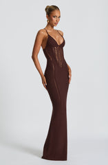 Xanthe Maxi Dress - Plum Brown Dress Babyboo Fashion Premium Exclusive Design