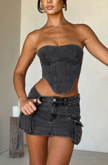 Billie Mini Skirt - Black Wash Skirt XS Babyboo Fashion Premium Exclusive Design
