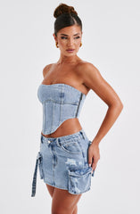 Billie Mini Skirt - Blue Wash Skirt Babyboo Fashion Premium Exclusive Design