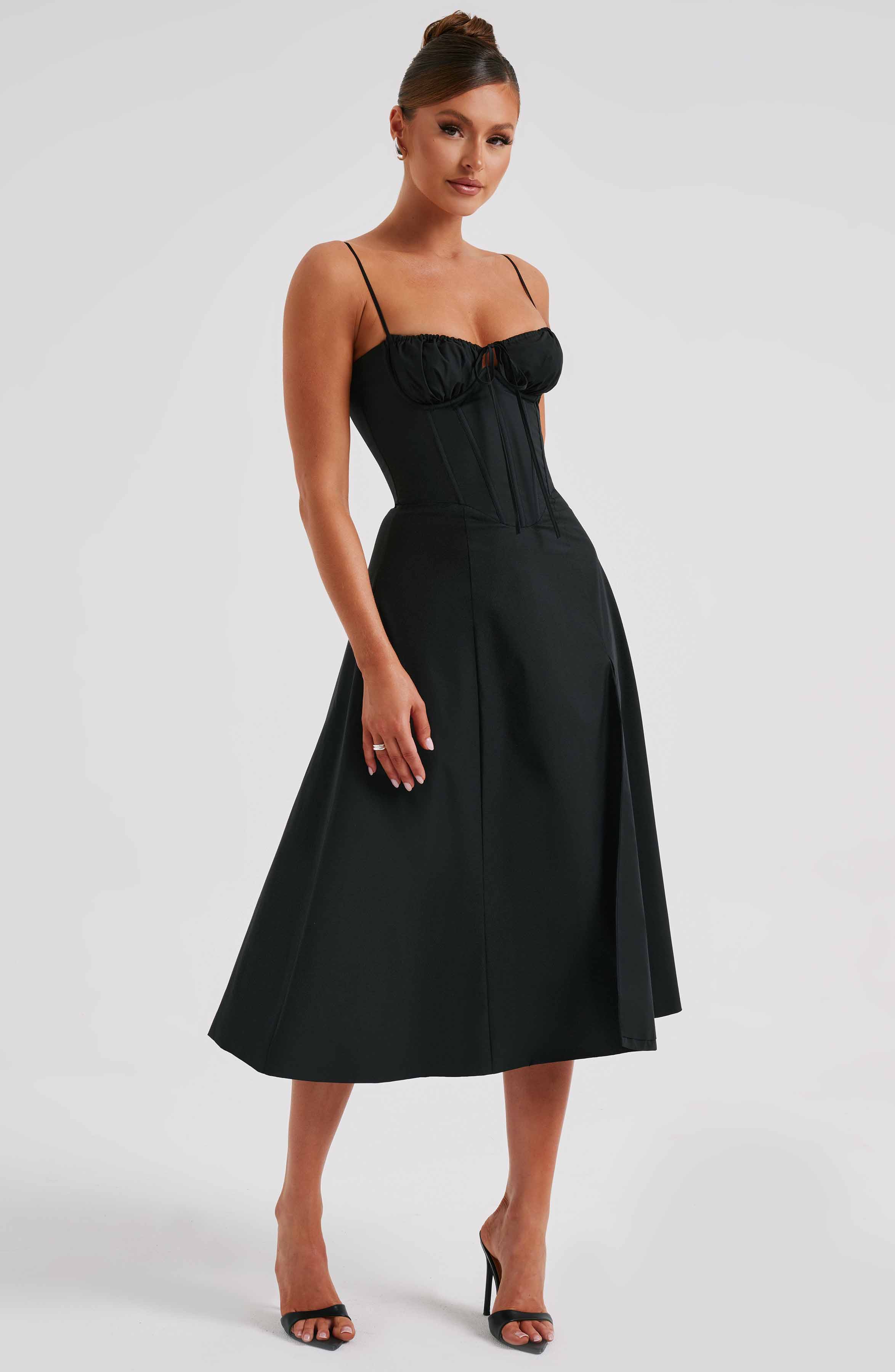 Deanna Midi Dress - Black Dress Babyboo Fashion Premium Exclusive Design