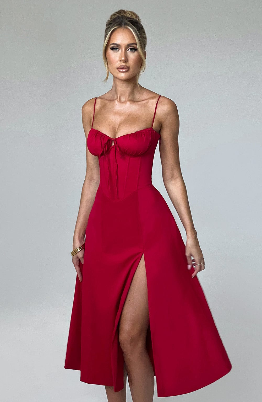Deanna Midi Dress - Red Dress Babyboo Fashion Premium Exclusive Design