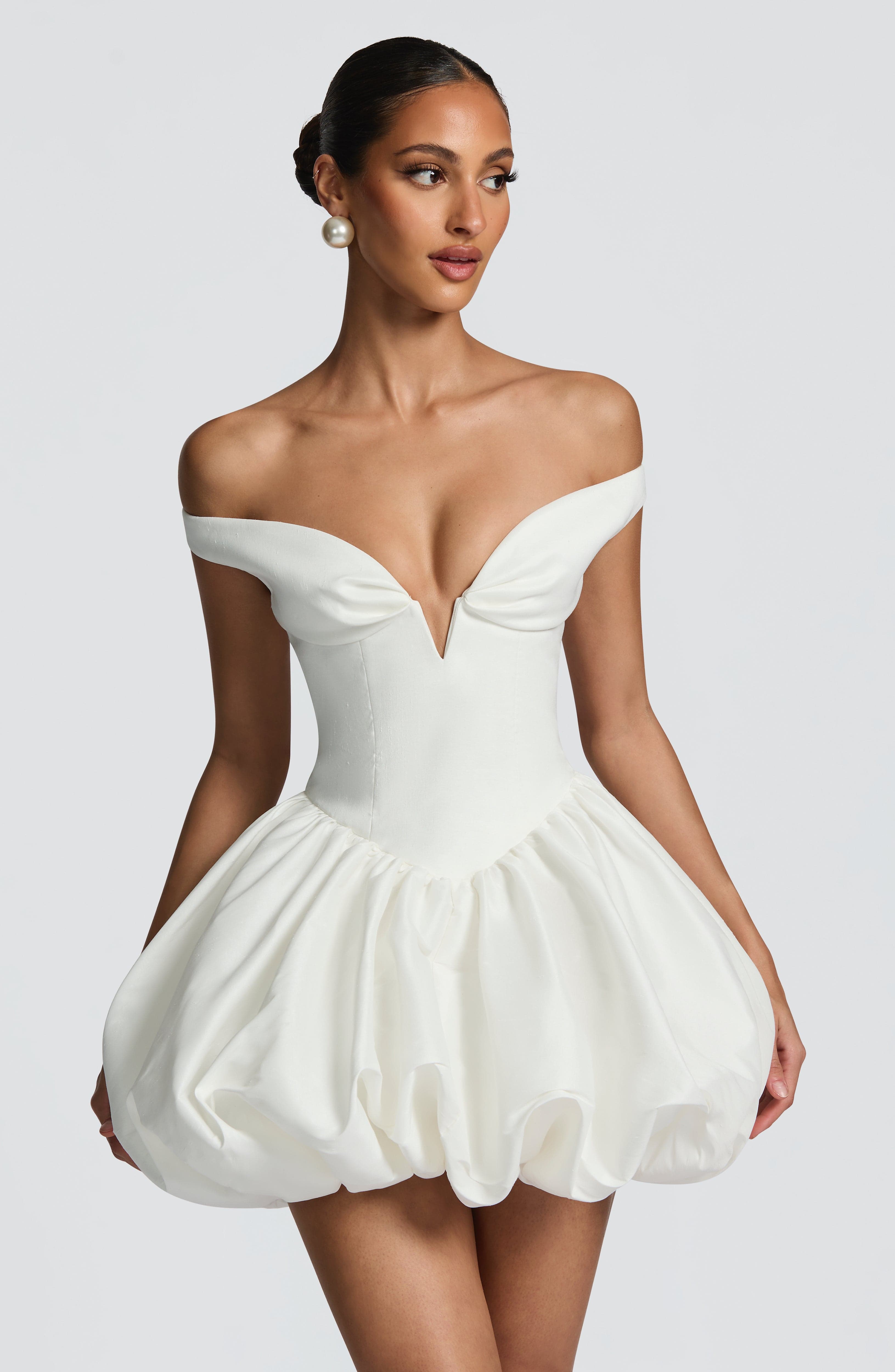 Eileen Mini Dress - Ivory Dress Babyboo Fashion Premium Exclusive Design