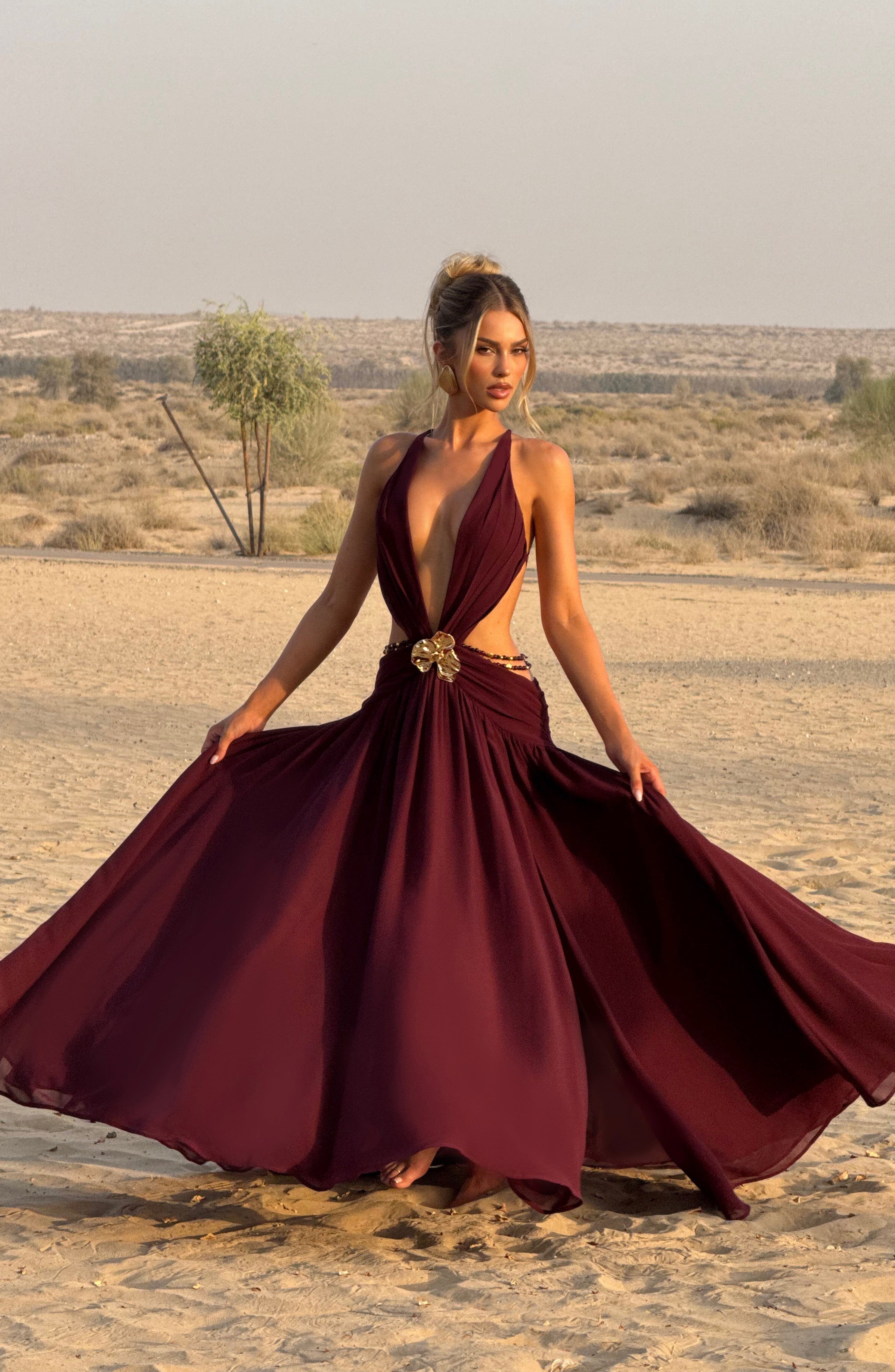 Indianna Maxi Dress - Cherry Lacquer Dress Babyboo Fashion Premium Exclusive Design