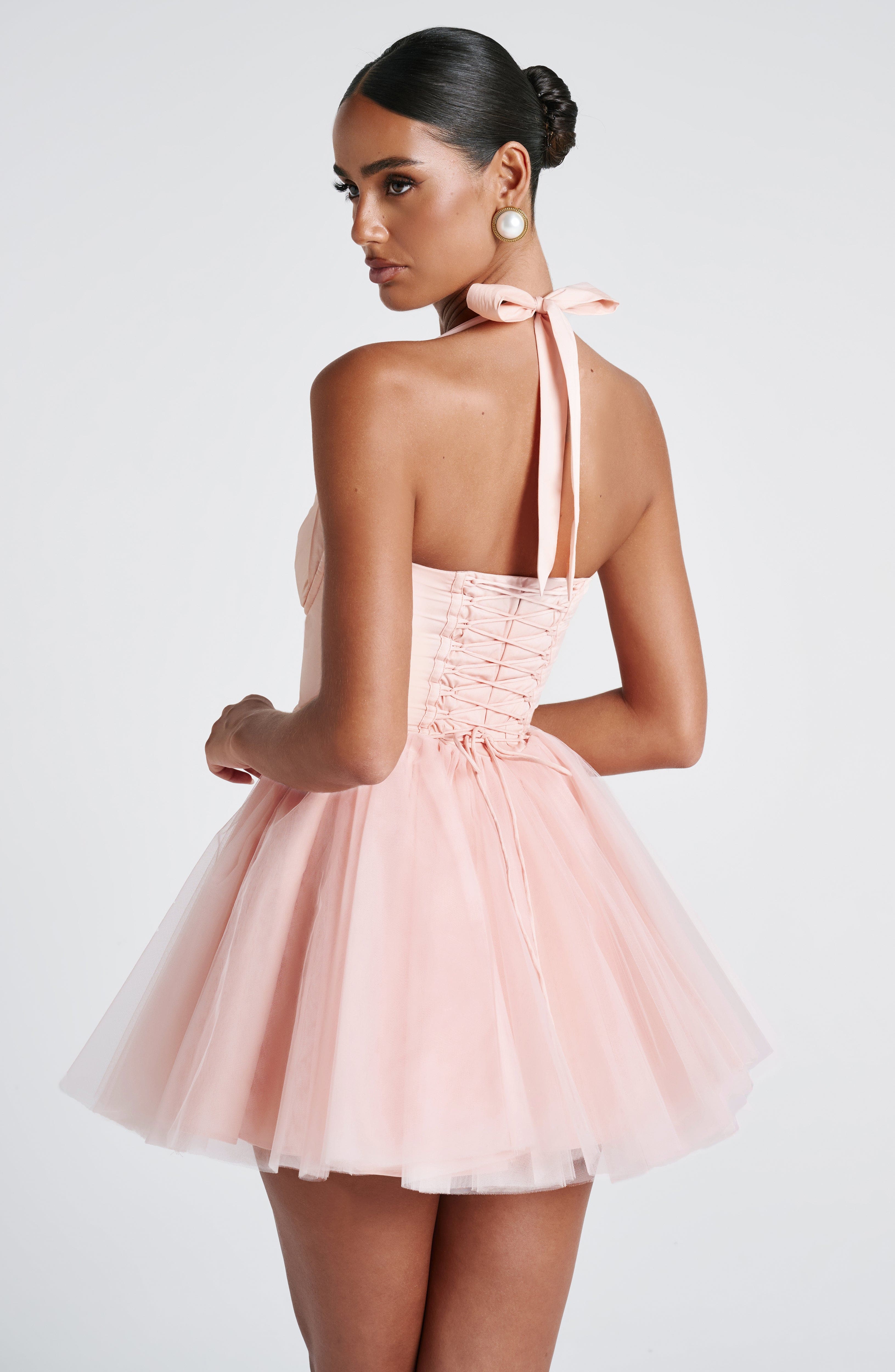 Keely Mini Dress - Soft Peach Dress Babyboo Fashion Premium Exclusive Design