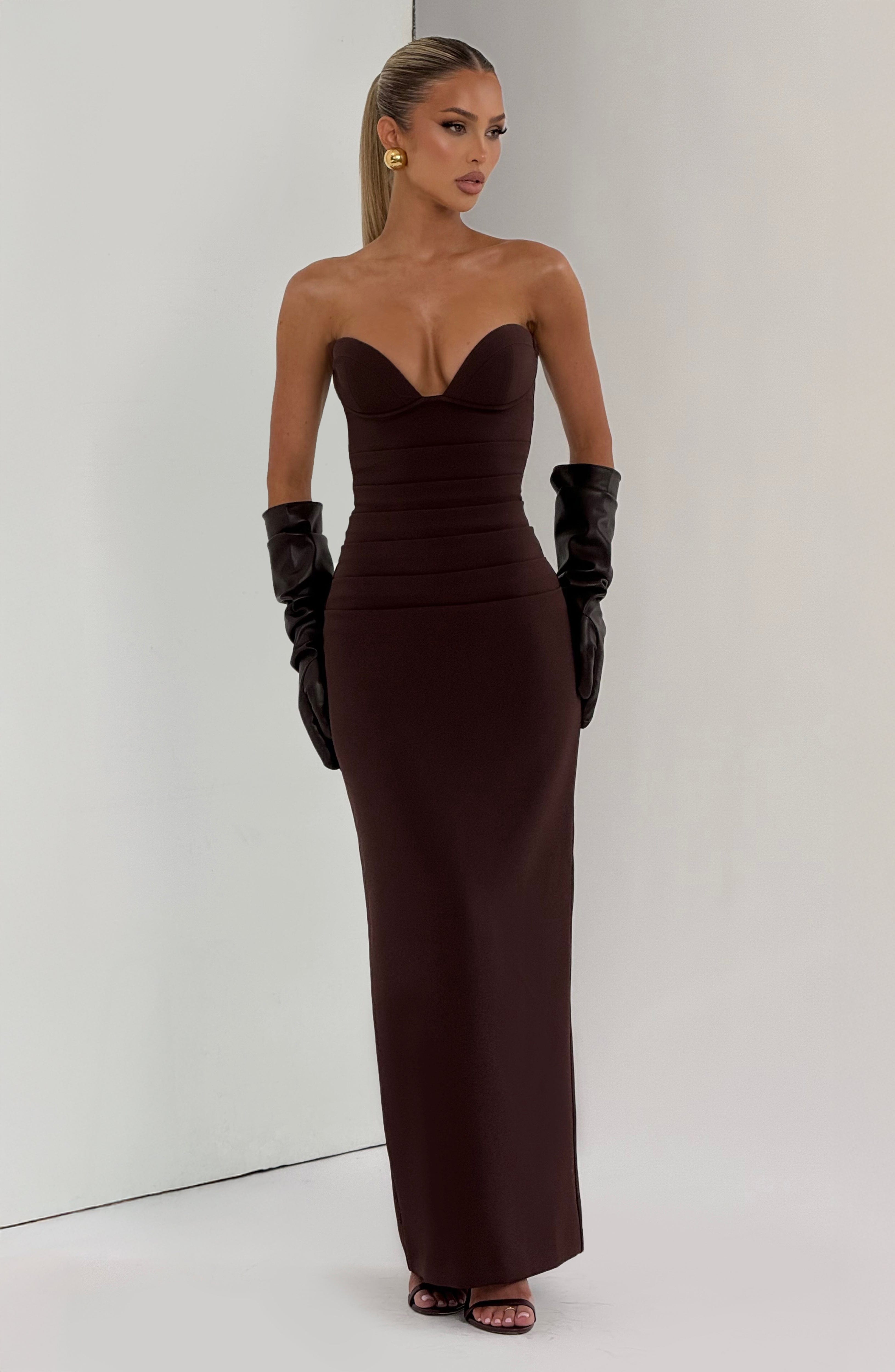 Lindsey Maxi Dress - Plum Brown Dress Babyboo Fashion Premium Exclusive Design
