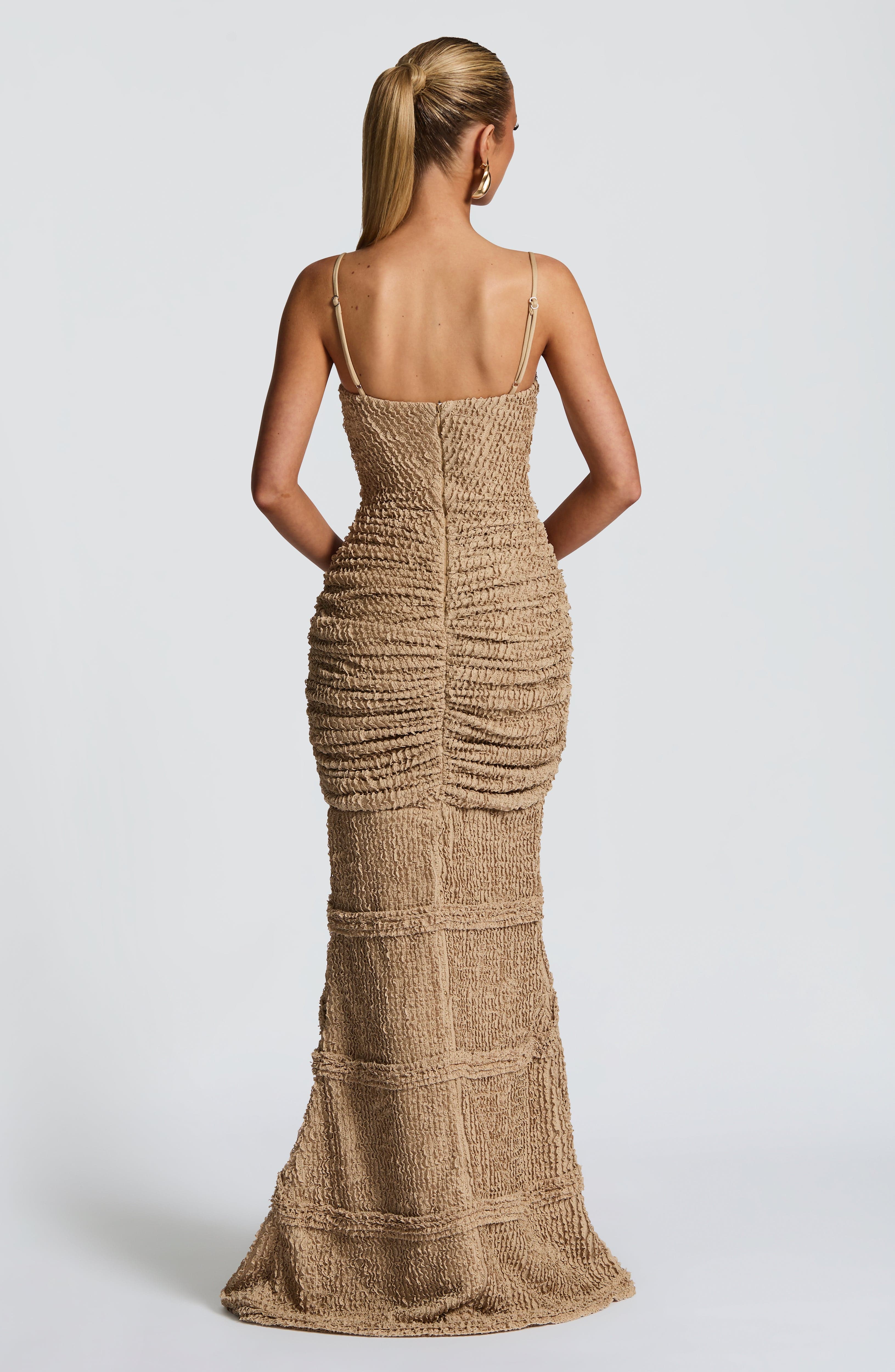 Lysandra Maxi Dress - Beige Dress Babyboo Fashion Premium Exclusive Design