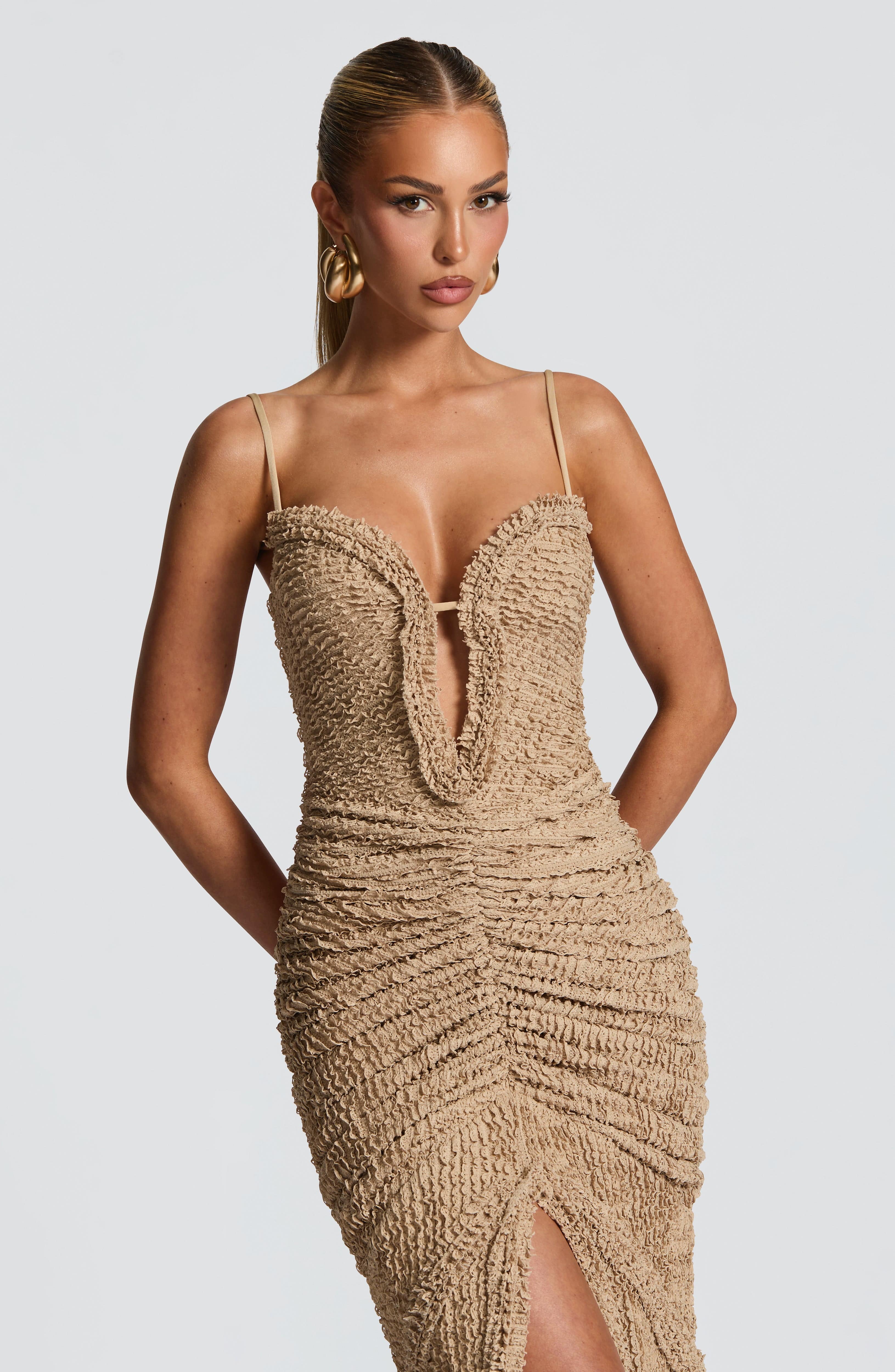 Lysandra Maxi Dress - Beige Dress Babyboo Fashion Premium Exclusive Design