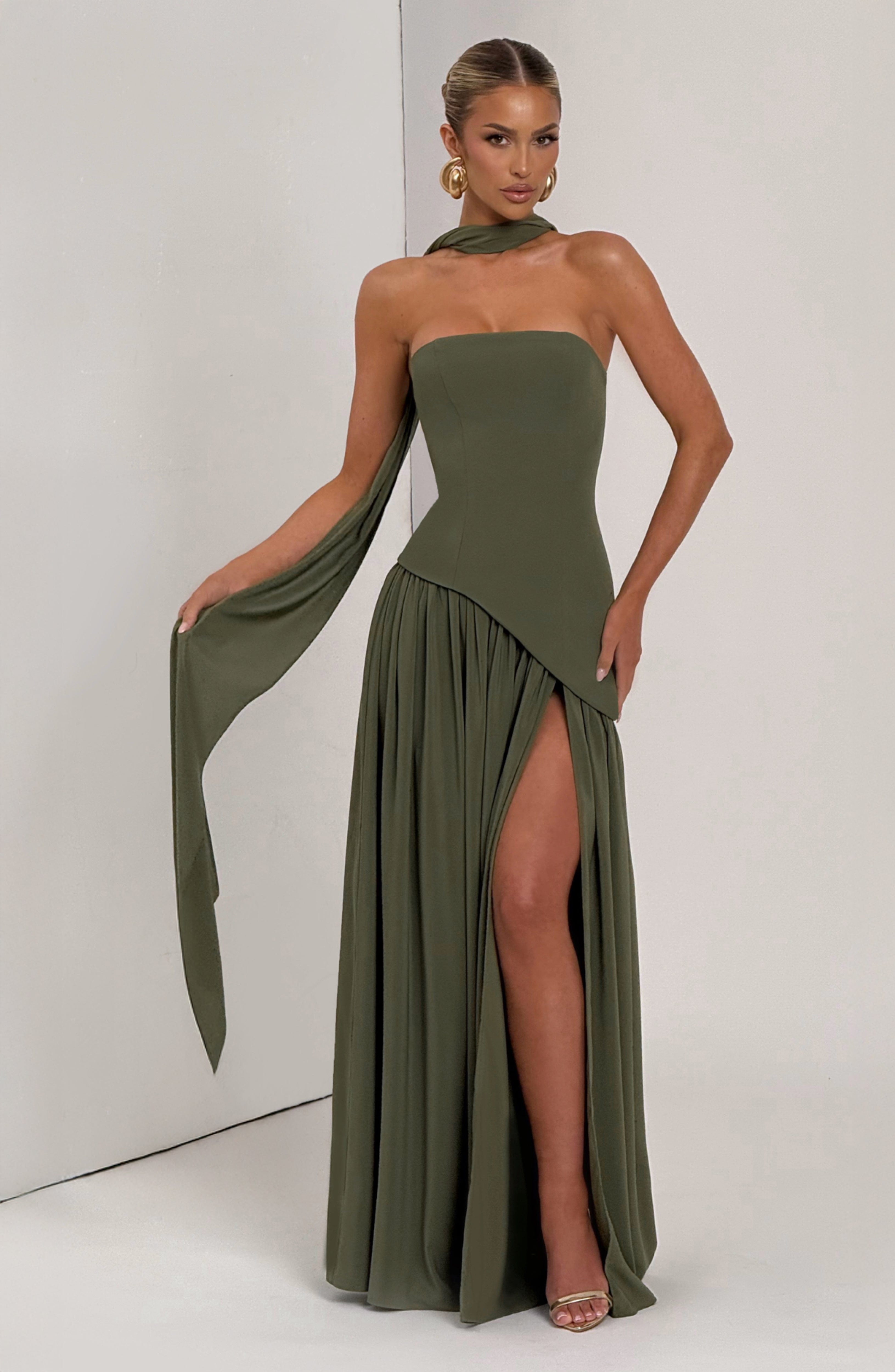 Maliyah Maxi Dress - Khaki Dress Babyboo Fashion Premium Exclusive Design