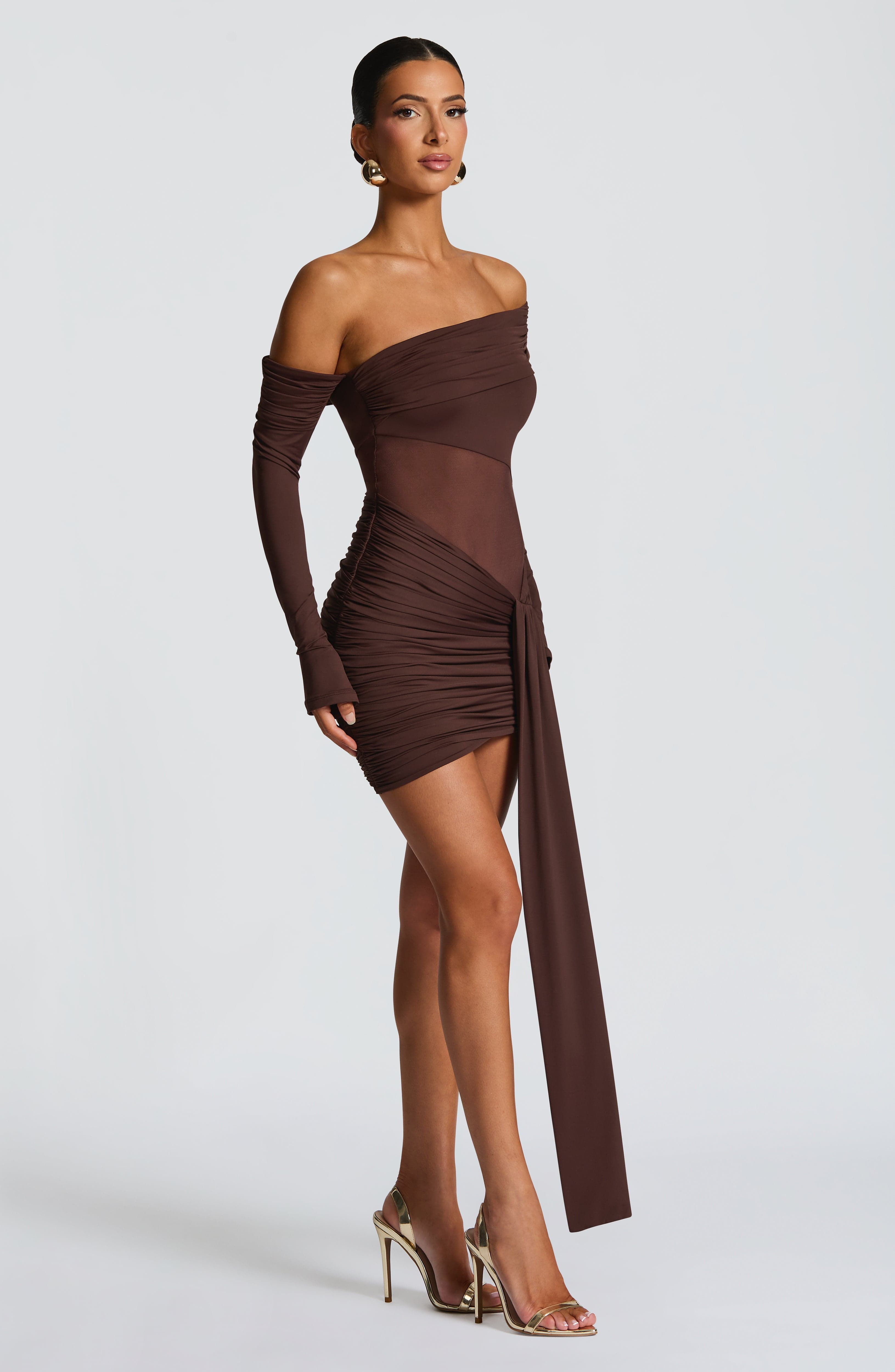 Mavra Mini Dress - Plum Brown Dress Babyboo Fashion Premium Exclusive Design
