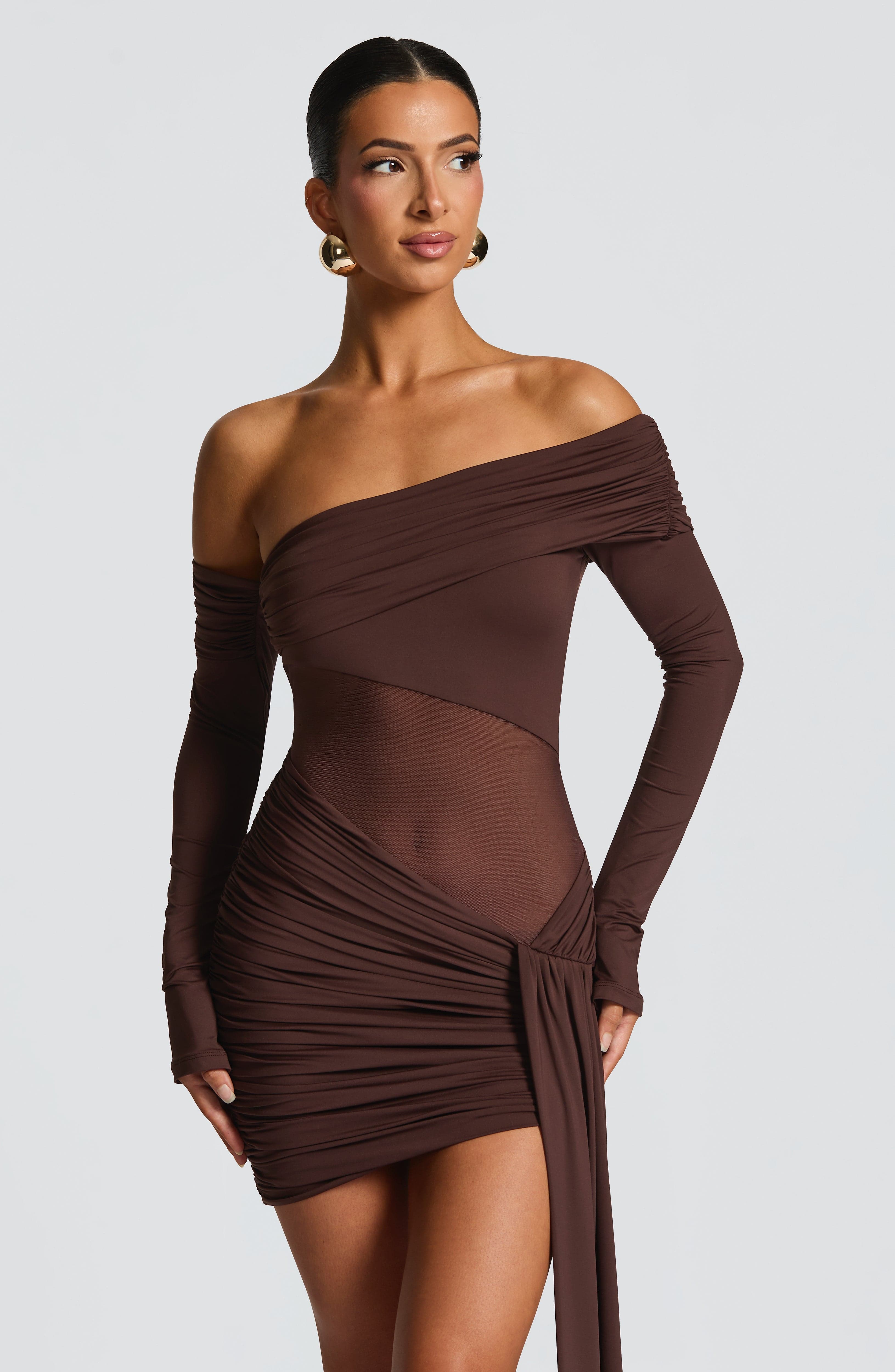 Mavra Mini Dress - Plum Brown Dress Babyboo Fashion Premium Exclusive Design
