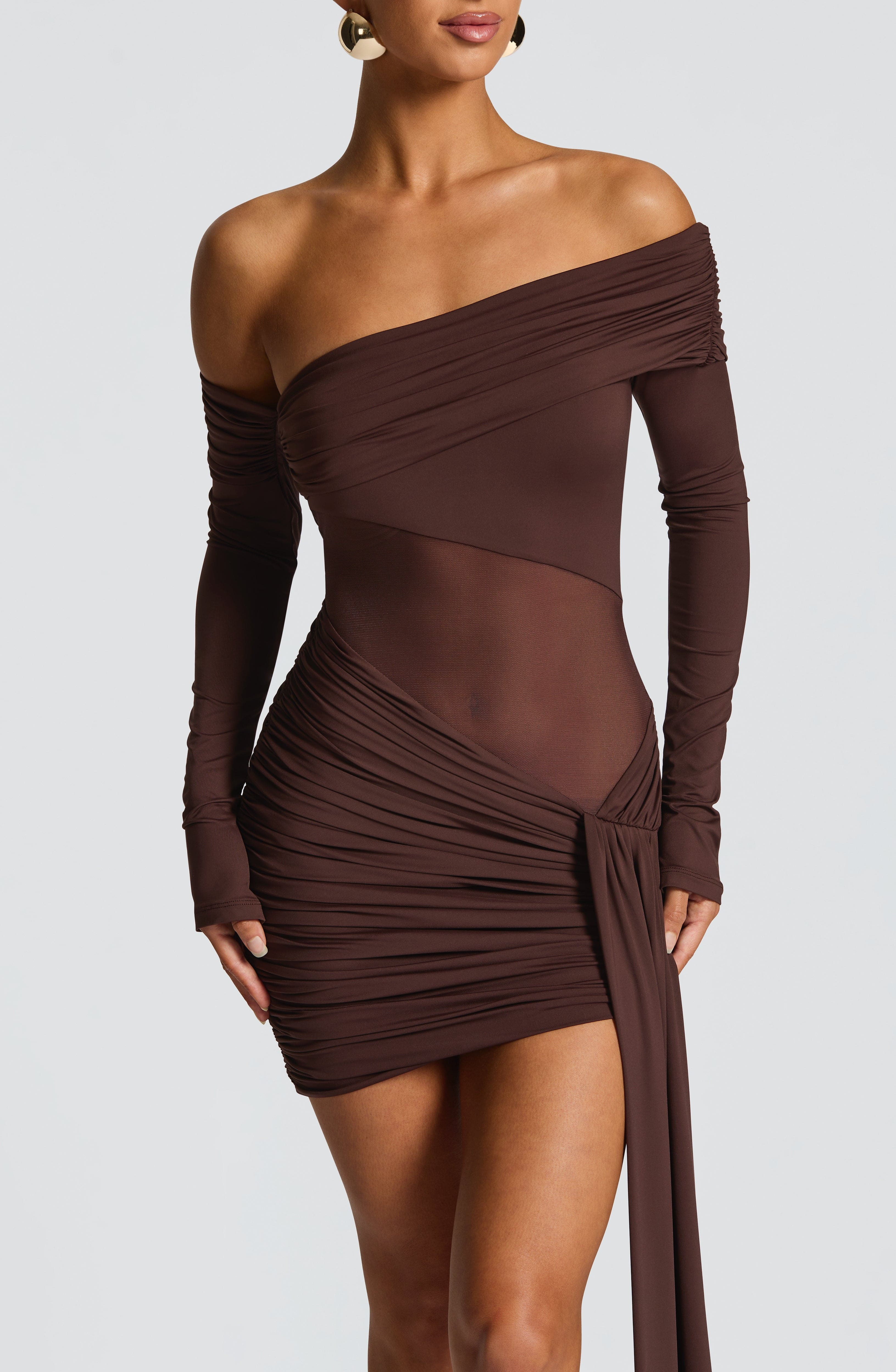 Mavra Mini Dress - Plum Brown Dress Babyboo Fashion Premium Exclusive Design
