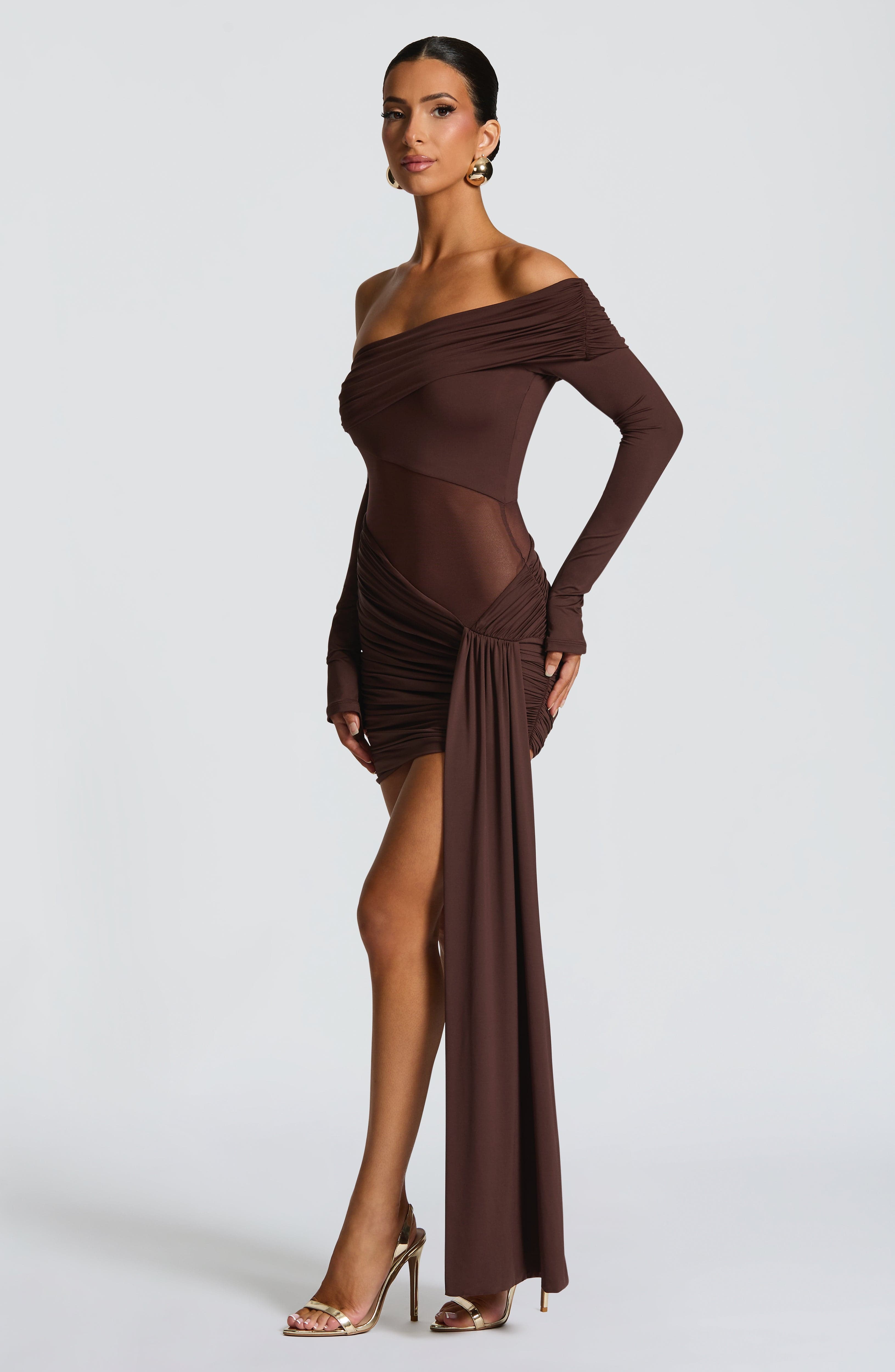Mavra Mini Dress - Plum Brown Dress Babyboo Fashion Premium Exclusive Design