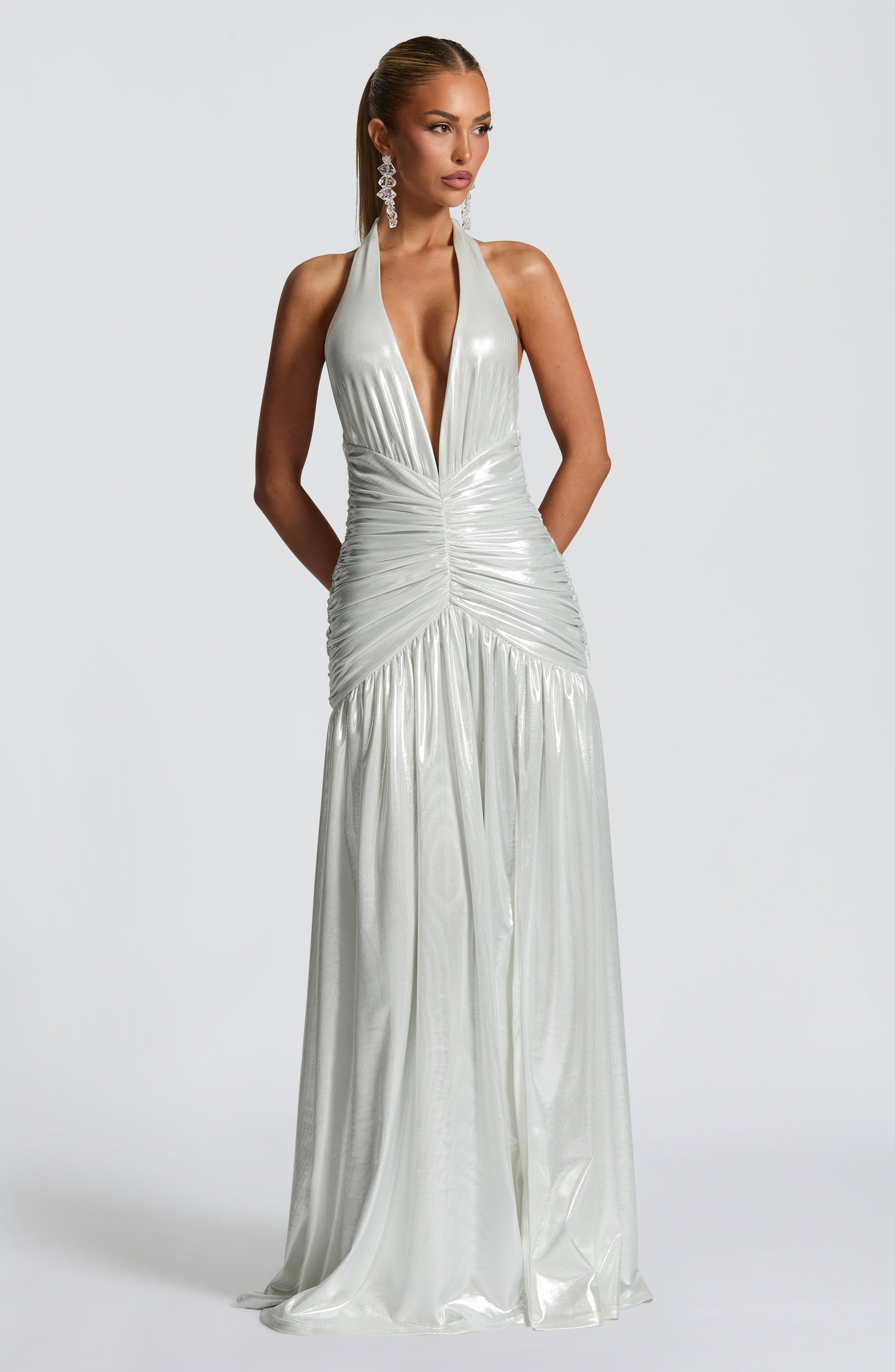 Melania Maxi Dress - Silver Dress Babyboo Fashion Premium Exclusive Design