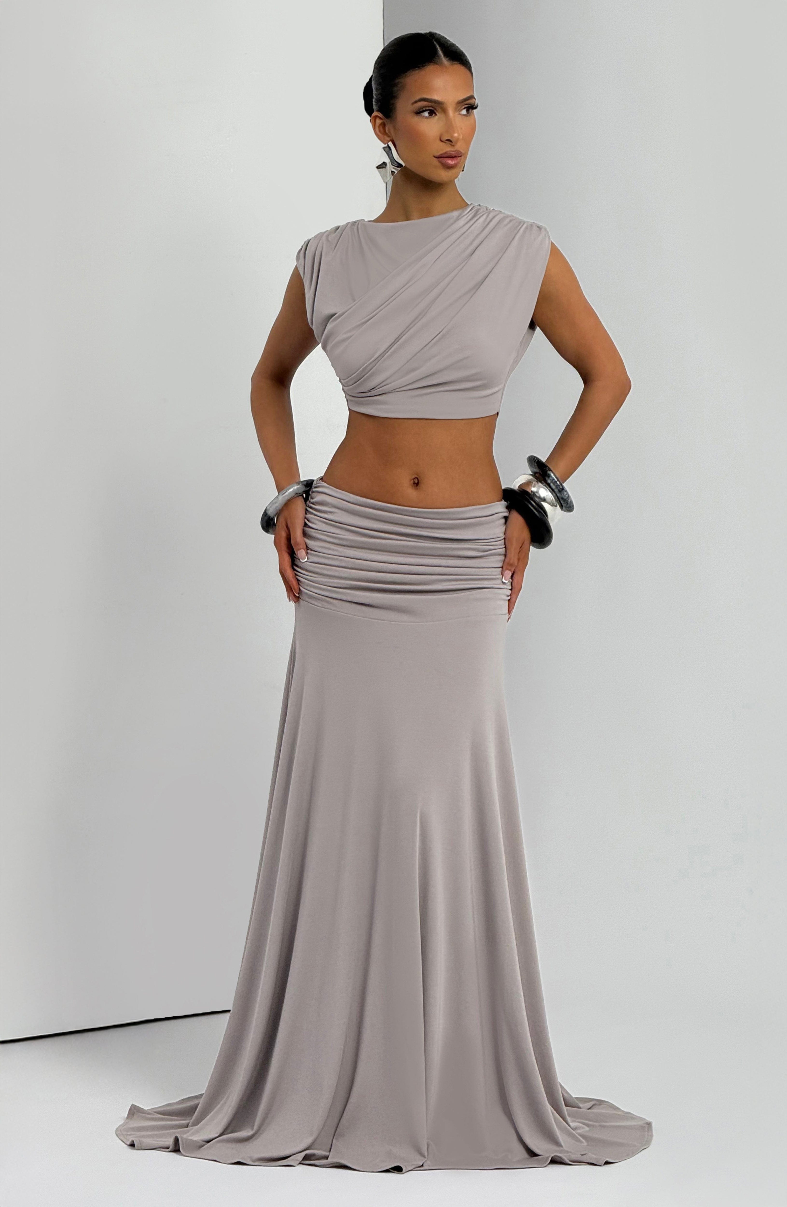 Paige Maxi Skirt - Light Grey Skirt Babyboo Fashion Premium Exclusive Design