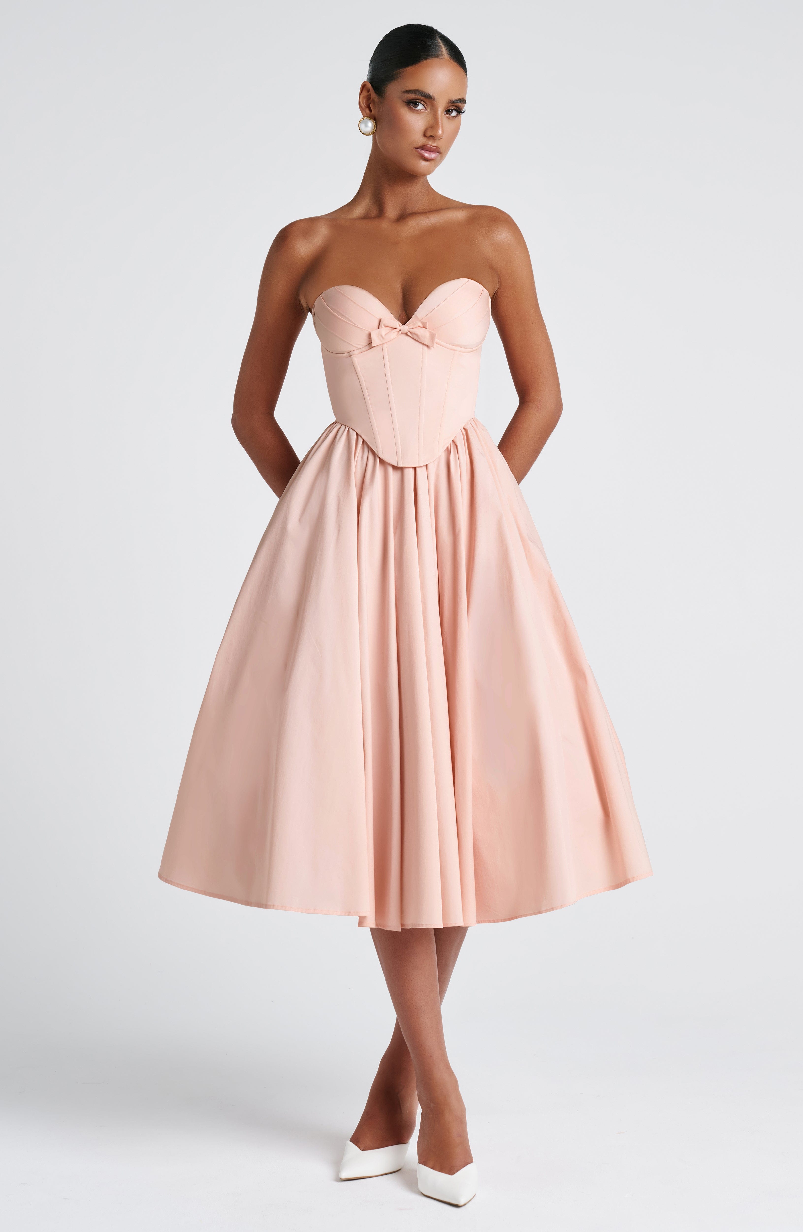 Prim Midi Dress - Soft Peach Dress Babyboo Fashion Premium Exclusive Design