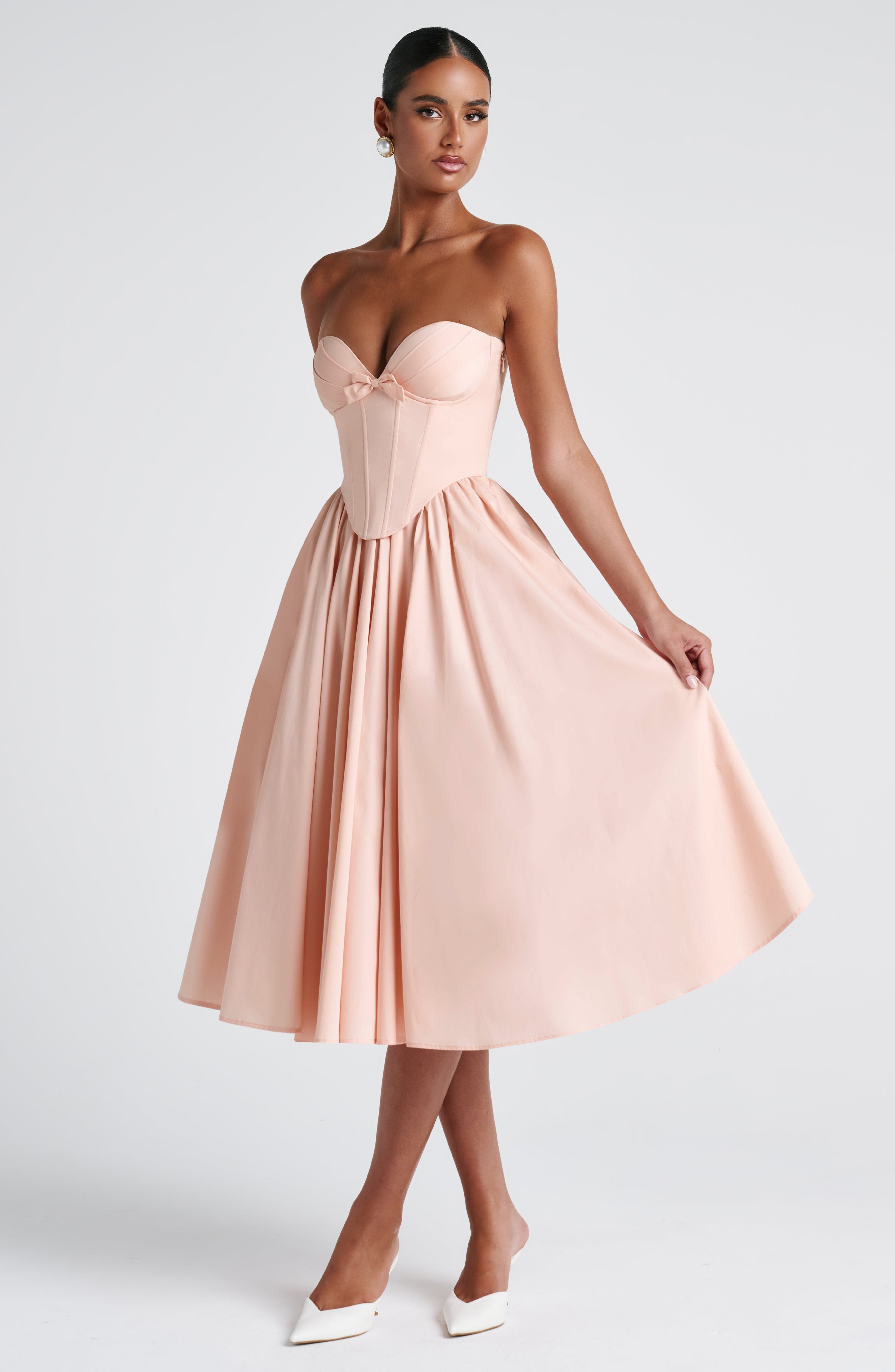 Prim Midi Dress - Soft Peach Dress Babyboo Fashion Premium Exclusive Design