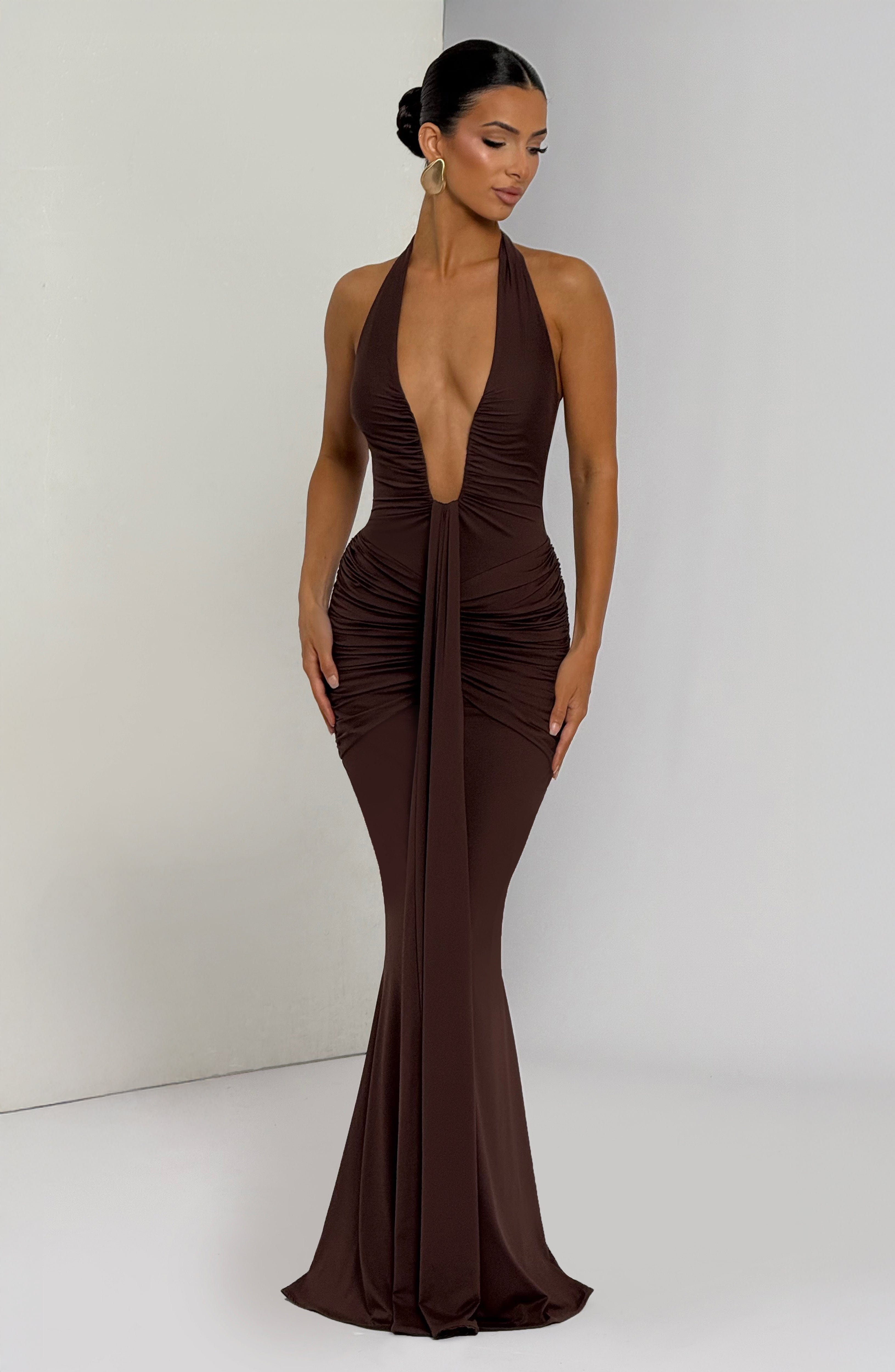 Rosetta Maxi Dress - Plum Brown Dress Babyboo Fashion Premium Exclusive Design