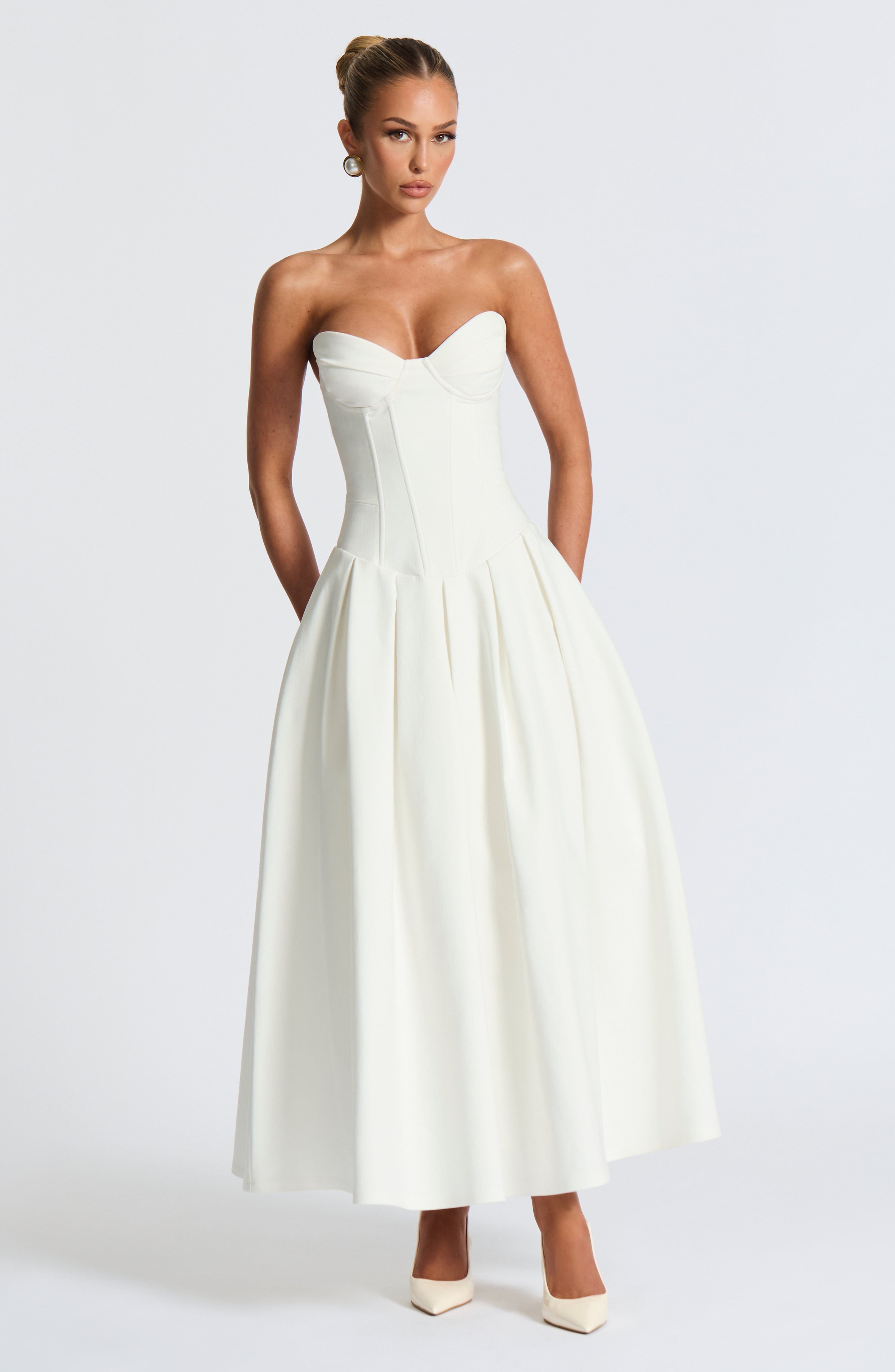 Salma Midi Dress - Ivory Dress Babyboo Fashion Premium Exclusive Design