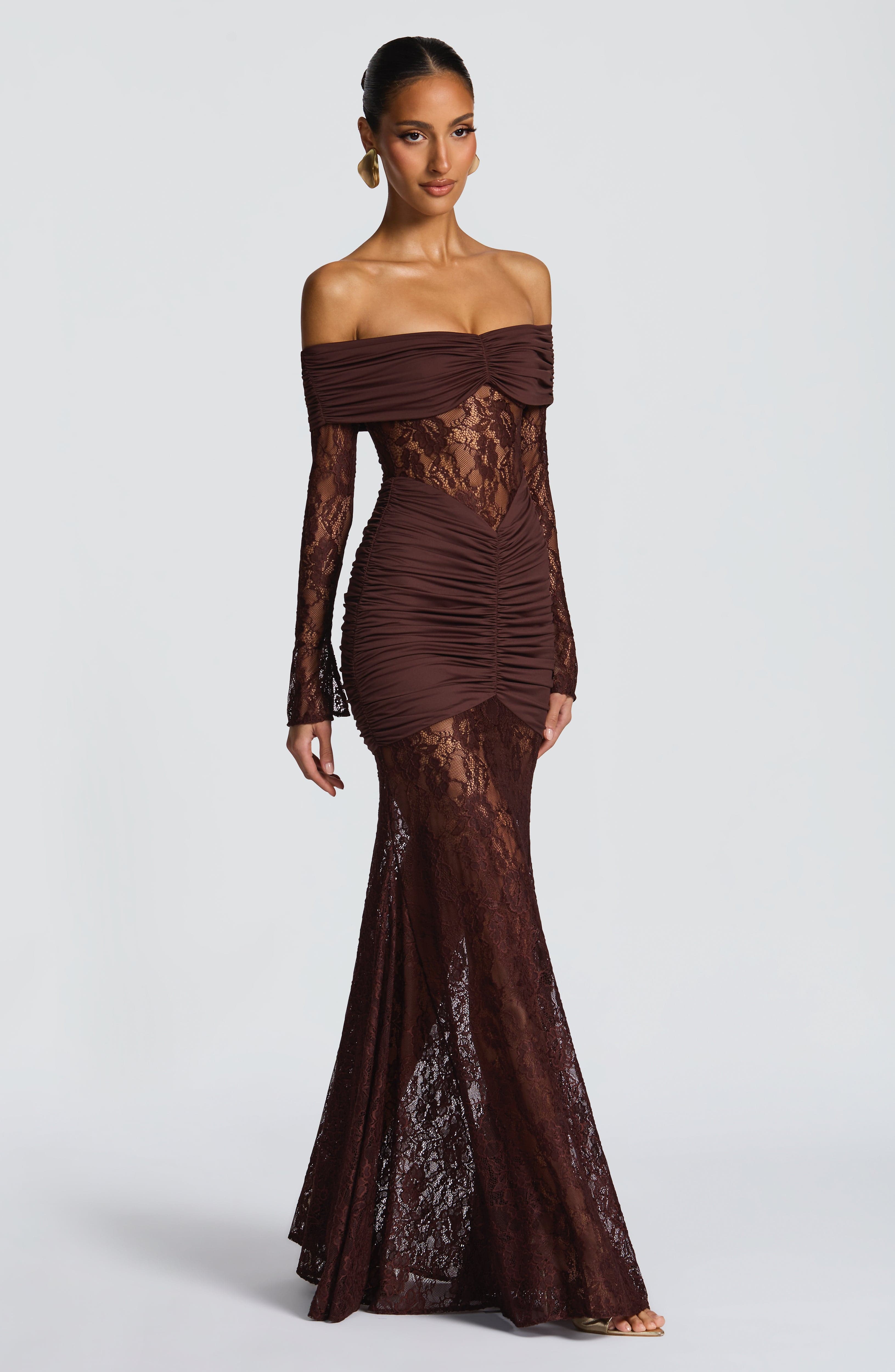 Sauline Maxi Dress - Plum Brown Dress Babyboo Fashion Premium Exclusive Design