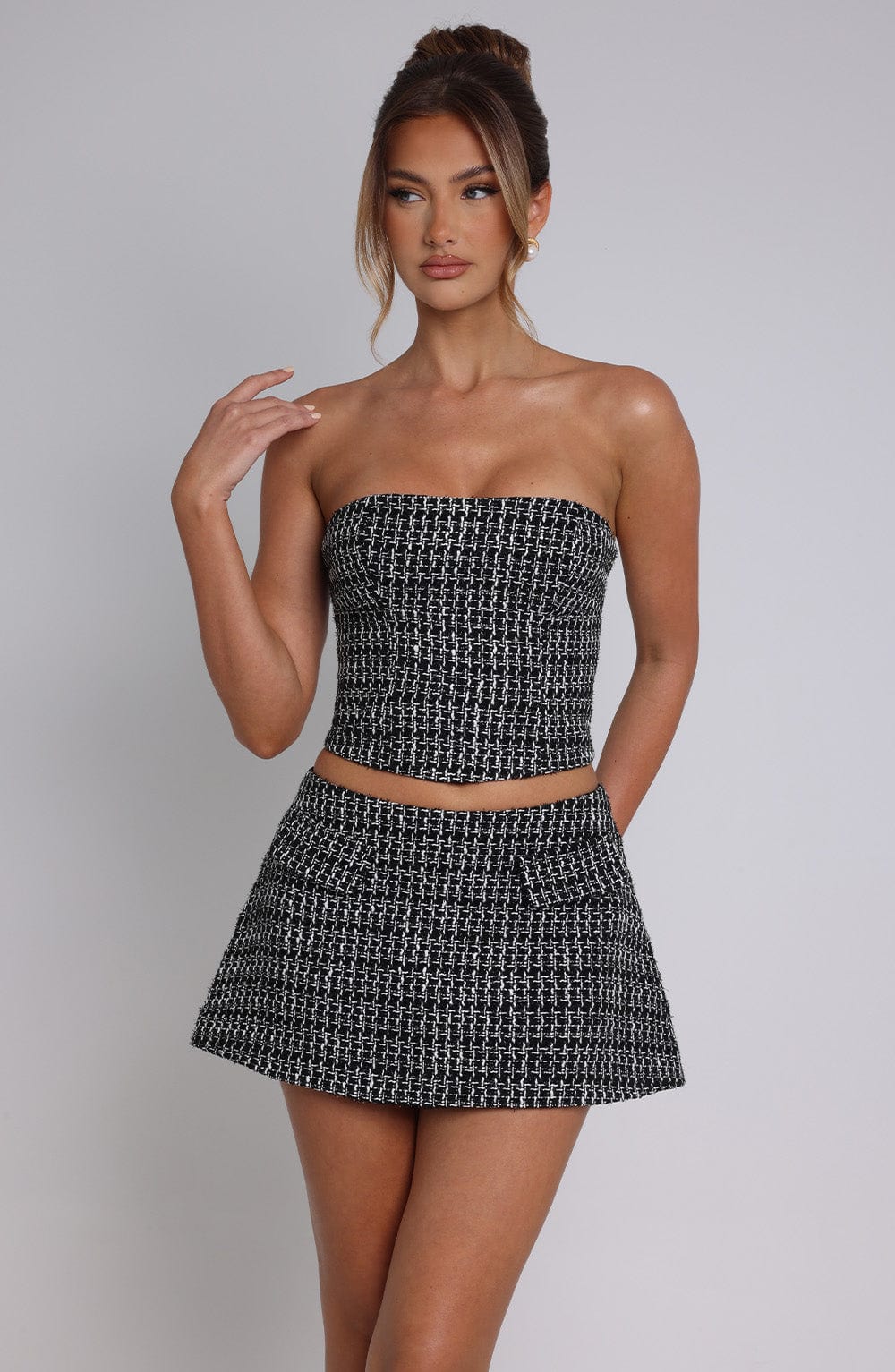 Tabitha Mini Skirt - Black/White Skirt Babyboo Fashion Premium Exclusive Design