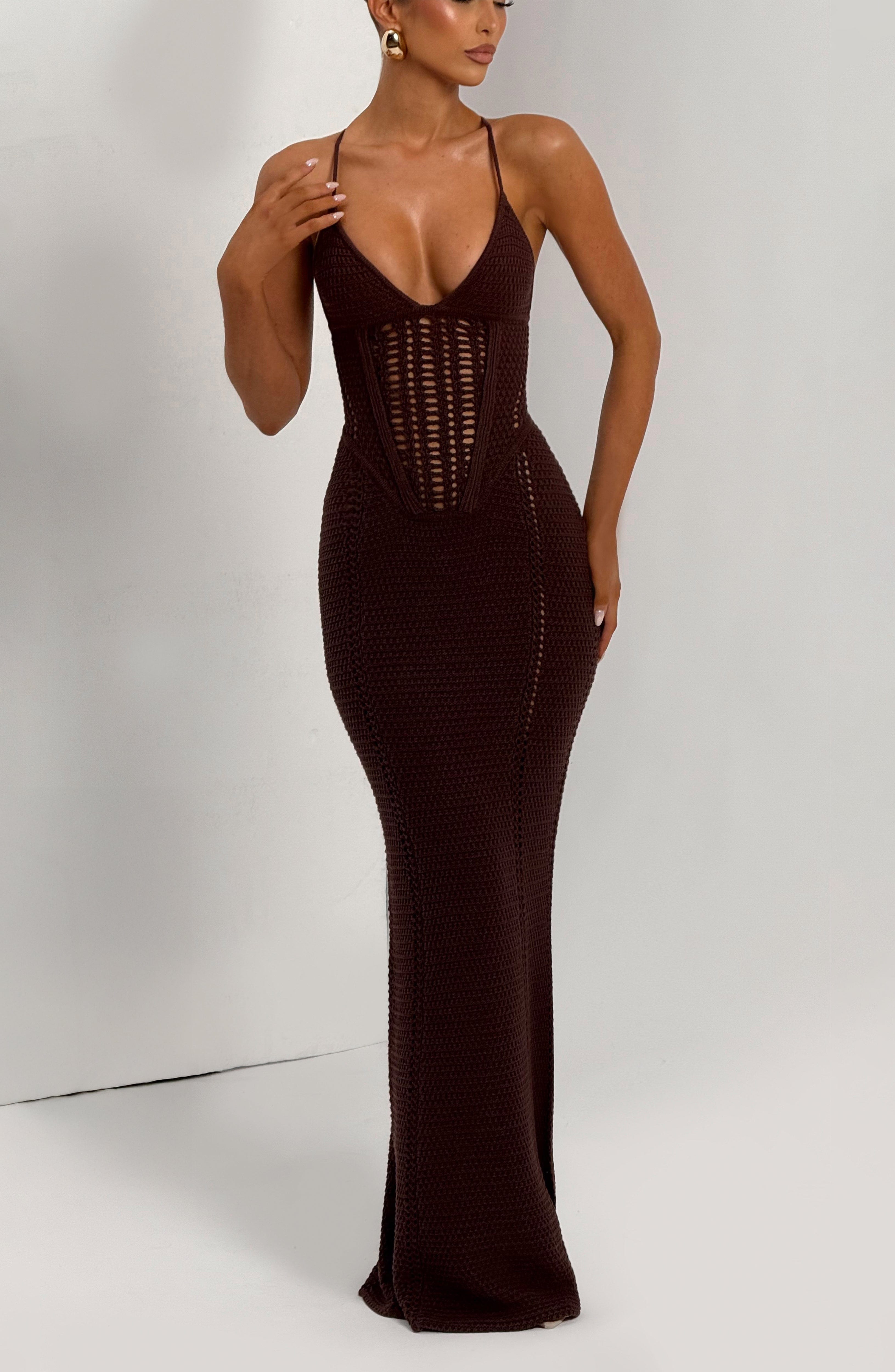 Xanthe Maxi Dress - Plum Brown Dress Babyboo Fashion Premium Exclusive Design